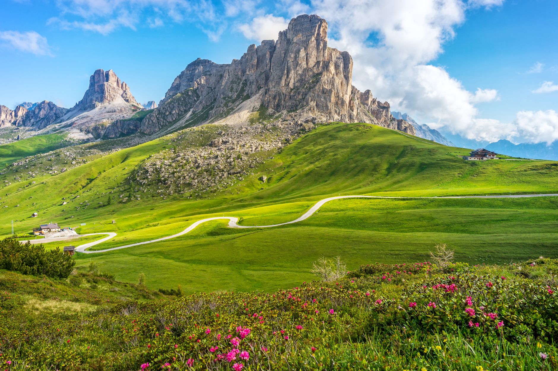Misty peaks of the Alta Badia mountain pass