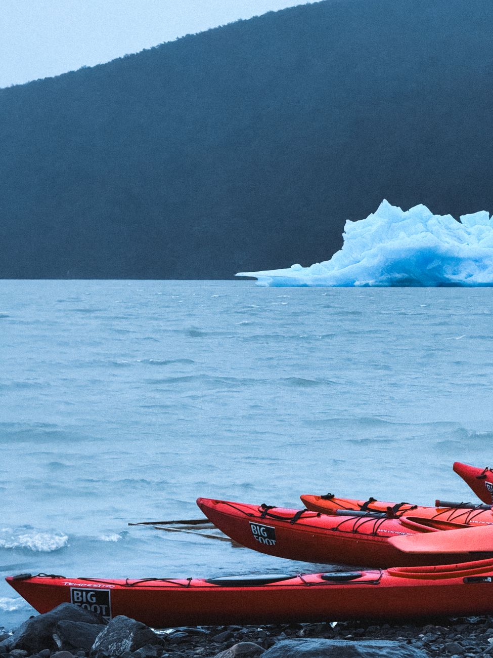 Fjord in Chilean Patagonia with glacial peaks